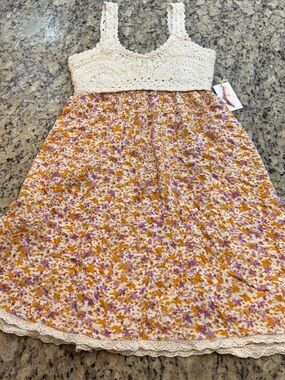 Jessica Simpson Cream Crochet Top Floral Sundress